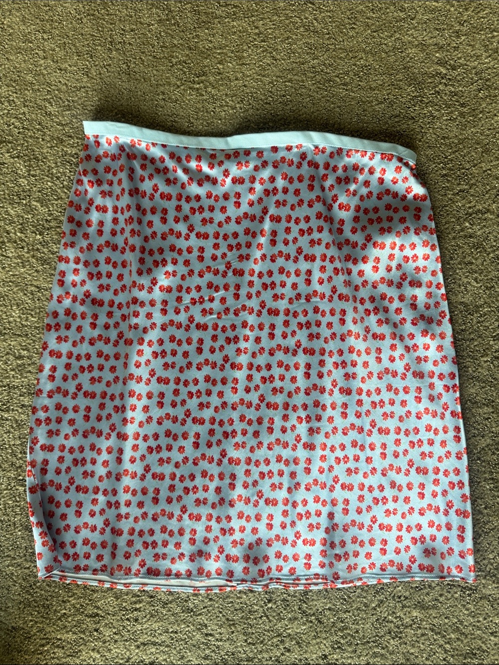 J.Crew Gwen knee length Printed Bias Slip Skirt Floral Mini Skirt Blue & Red